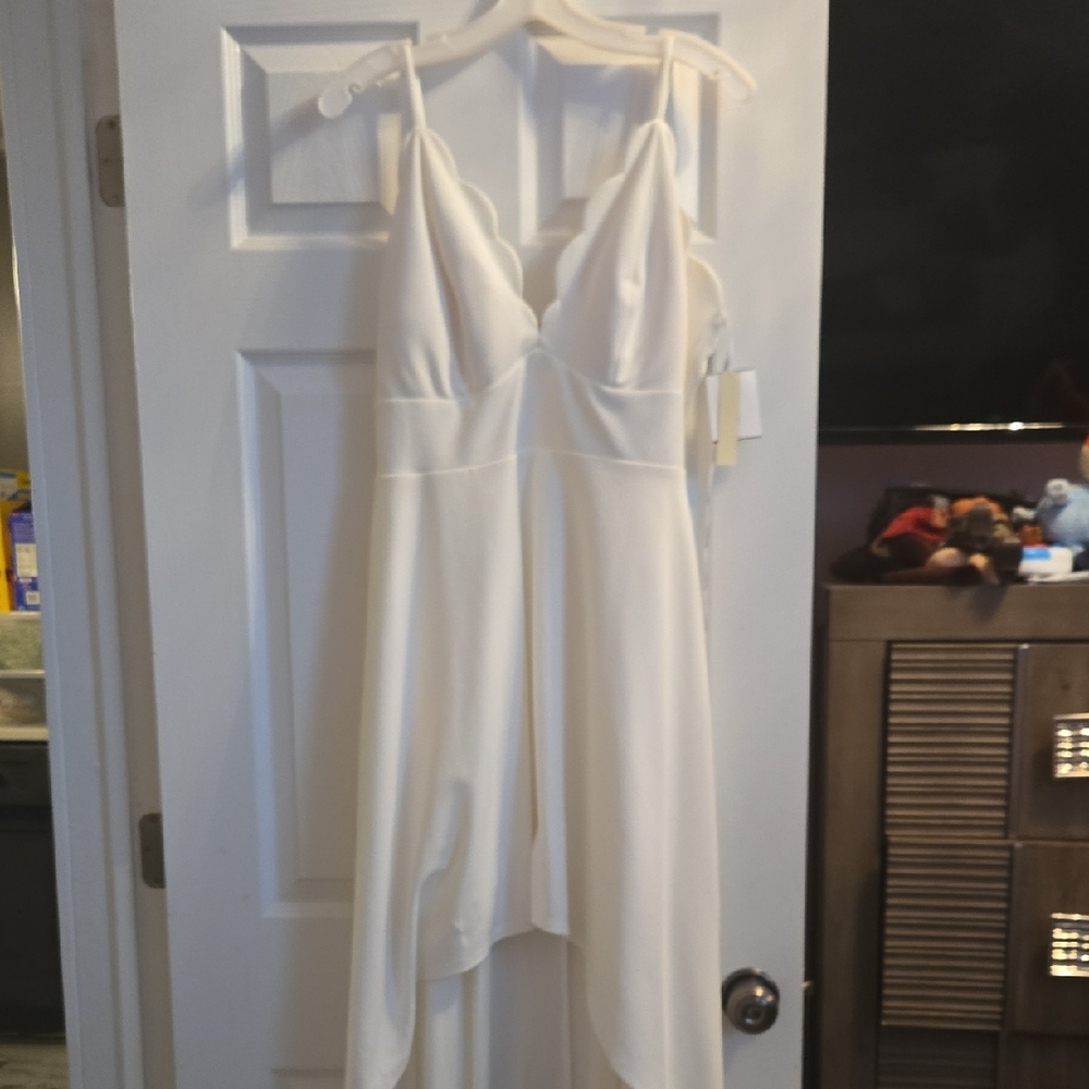 David's Bridal White High Low Sundress